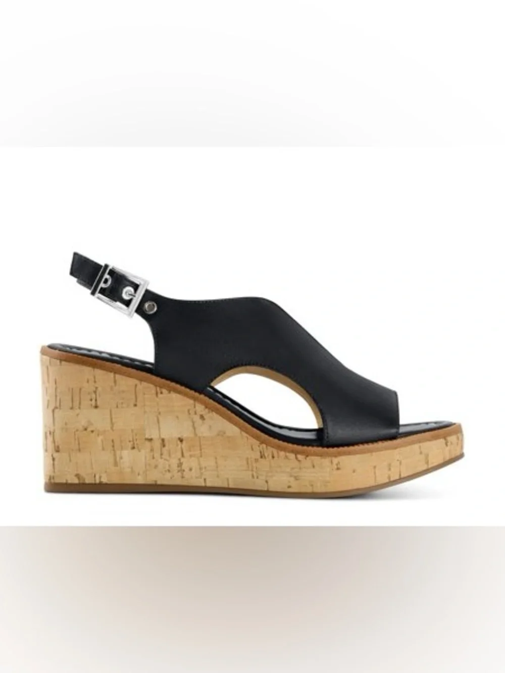 Bernardo Kuarta Wedge Sandal in Navy Calf Leather, size 10